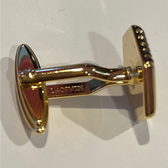 NEW Vintage Lanvin OnyxGold tone Hexagon Cufflinks